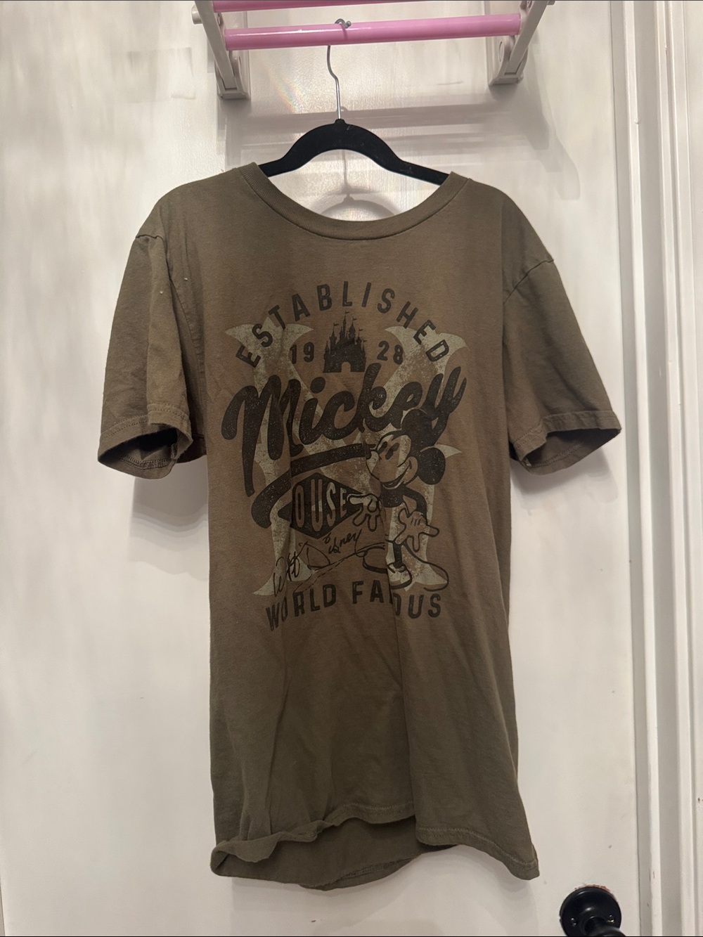 Disney Olive Green Mickey Mouse Graphic Tee